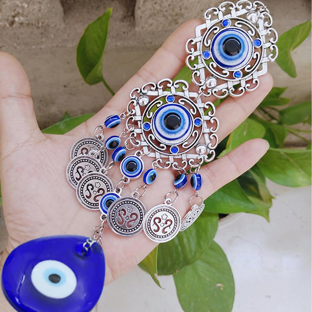 MAYCREATE® Evil Eye Hanging for Home Om Nazar Battu for Home Protection, Good Luck and Prosperity, Amulet Wall Hanging Home Decor Protection Blessing Housewarming Birthday Gift