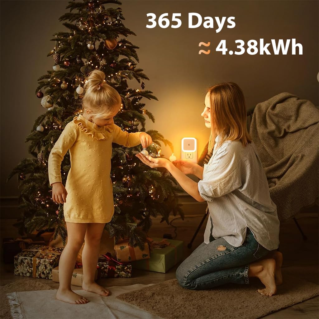 ELEPHANTBOAT LED Night Light for Bedroom and Hallway with Photocell Sensor | 3Pcs 2.4in Plug-In Warm Light