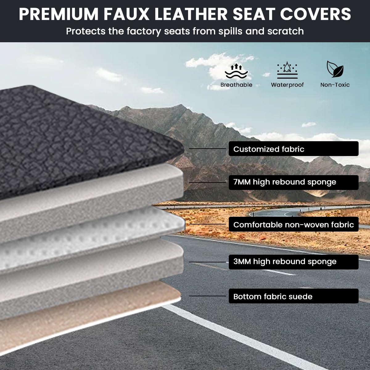 STHIRA Car Seat Cover for Driver or Passenger with Backside Storage Pouches | PU Leather Universal Fit