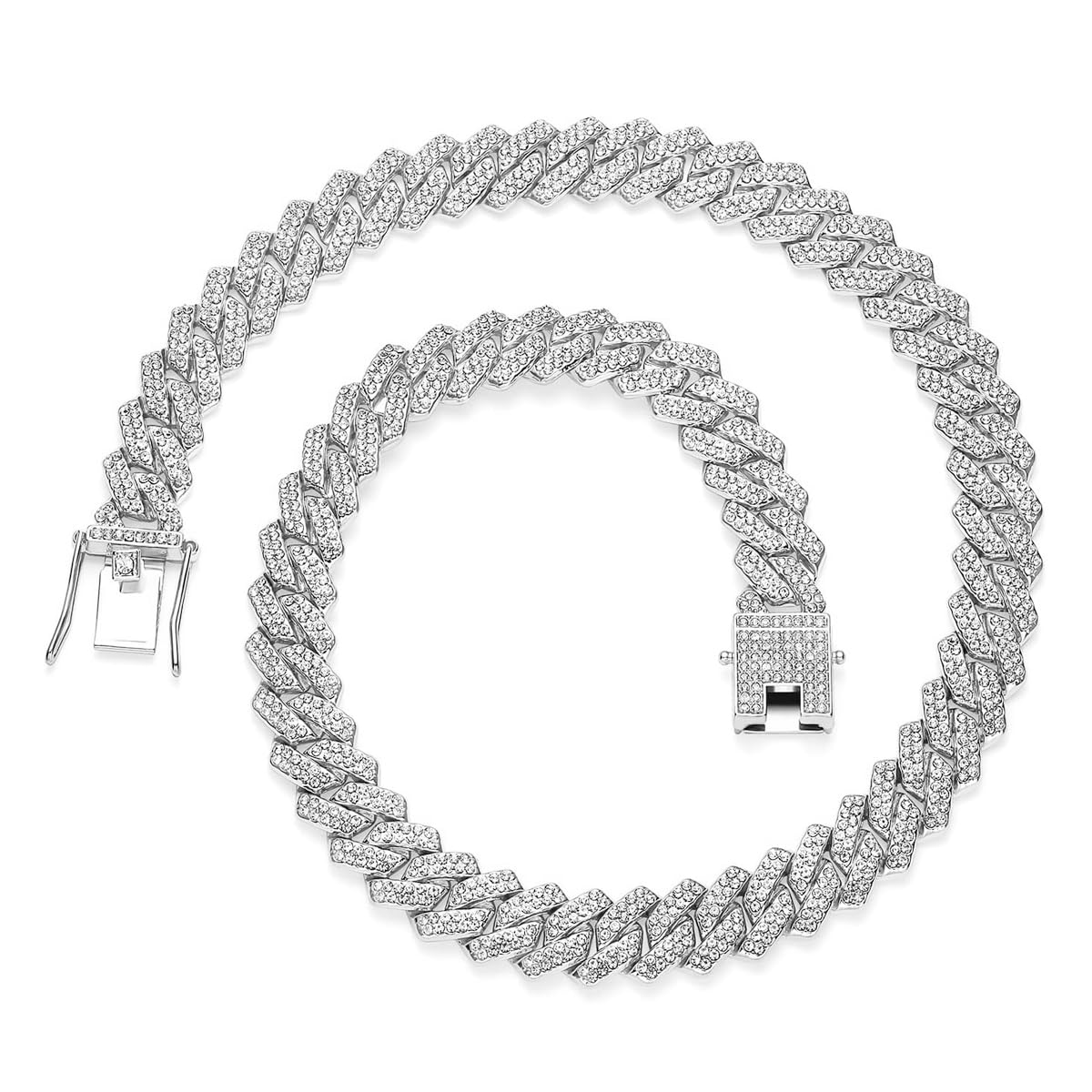 ZIBUYU Cuban Link Chain Iced Out for Men 13MM Miami Cuban Link Choker Necklace 18K Gold Plated Bling Diamond Chain Hip Hop Jewelry for Men Women