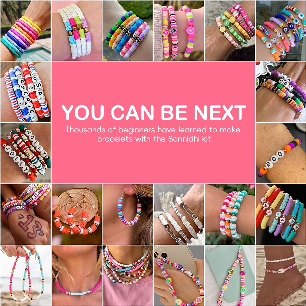 SANNIDHI Polymer Clay Beads for Jewellery Making with 480 pcs 24 Styles | DIY Craft Kit for Girls