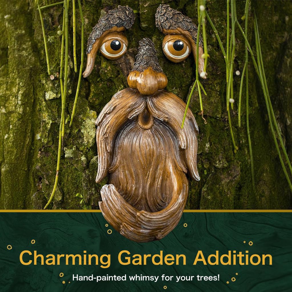 HASTHIP Bird Feeder for Garden and Patio featuring Resin Wood Spirit Design | Tree Mounted Outdoor Decor