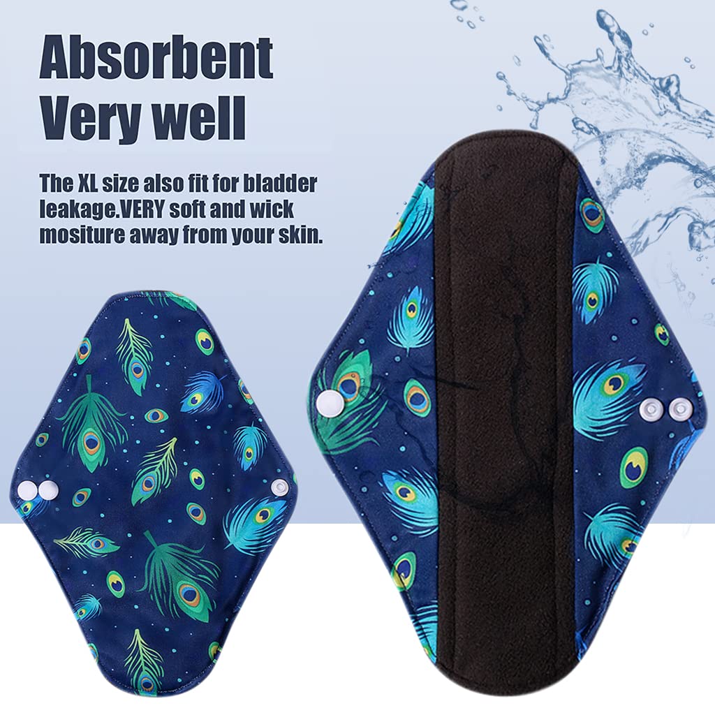ZIBUYU Reusable Sanitary Cloth Pads for Periods with Snap Button Design and 3 Sizes | Bamboo Fleece Pack of 3