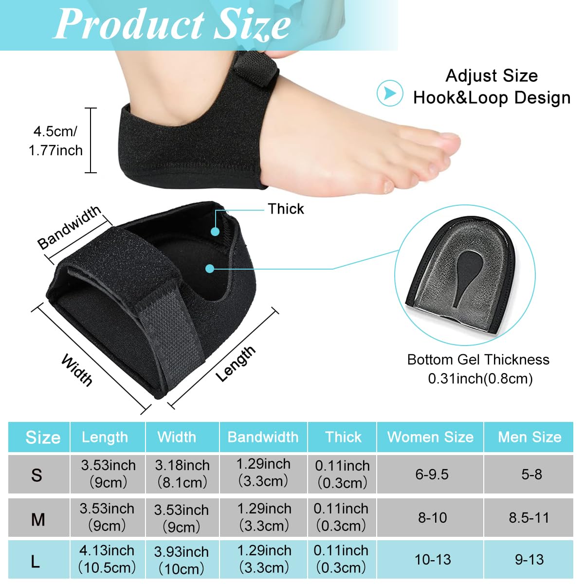 HANNEA Heel Protectors for Plantar Fasciitis Pain Relief with Silicone Cushion Pads | 1 Pair