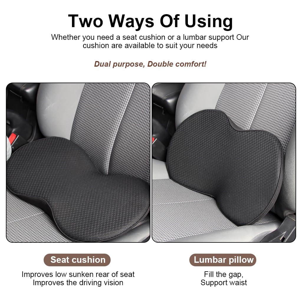 STHIRA® Car Seat Cushions, Memory Foam Car Seat Back Support Cushion, Breathable Lumbar Support Car Cushions Pillows, Seat Cushion for Car Driving Seat Relief Lower Back Pain Car Interior Accessory