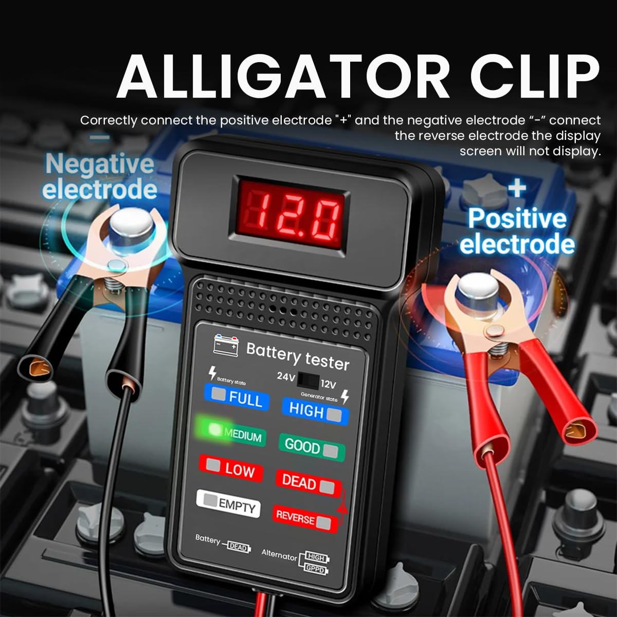 STHIRA Car Battery Tester for 12V and 24V Vehicles with LED Indicators and 4 Stage Diagnosis | 3PCS