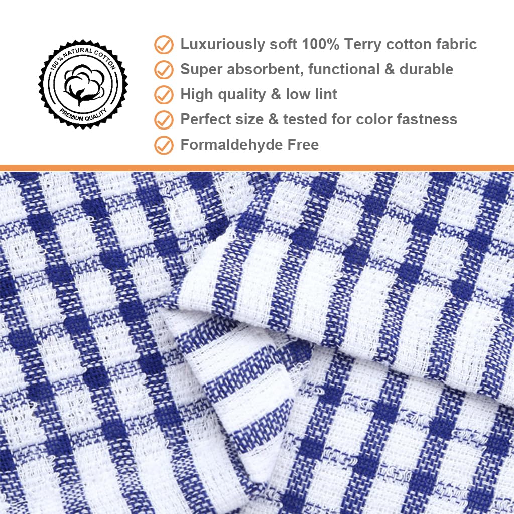 HASTHIP Kitchen Towels 6pcs Set for Daily Use featuring 28x40cm Cotton Checkered Design