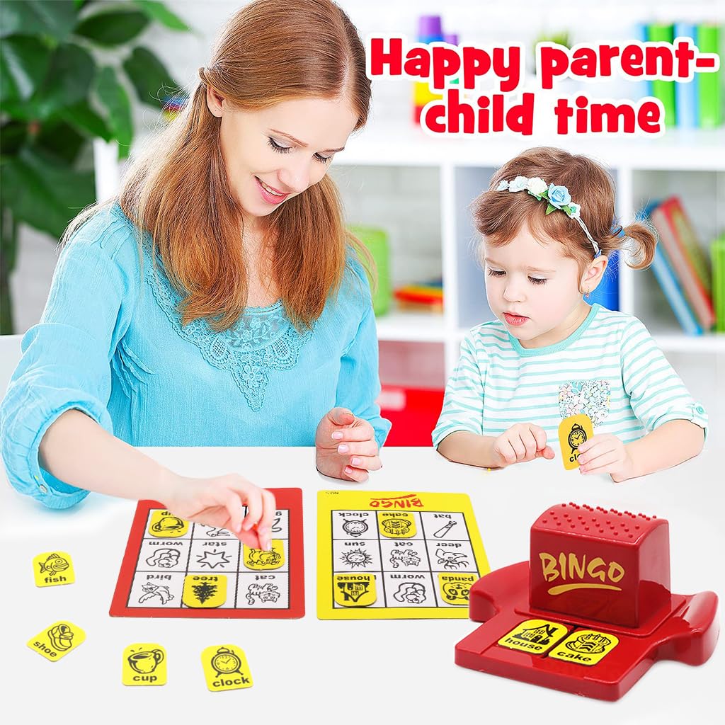 PATPAT® Postbox Matching Word Board Games Bingo Game Educational Toys for Kids 3 Years Boys Girls Adult Gifts with Animals Recognition & Increases Memory Challenge Yellow|Pack of 1