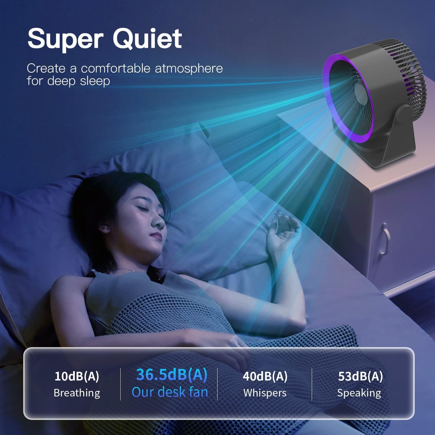 HANNEA Table Fan for Children with 6000mAh Battery and Deep Pitch Blades | Quiet Pink Air Circulator