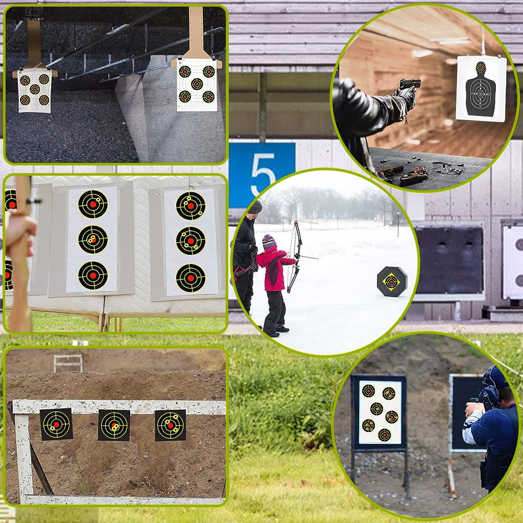 Optifit Shooting Aim Papers 200 pcs for Archery Practice with Fluorescent Bullseye 7.6x7.8 cm