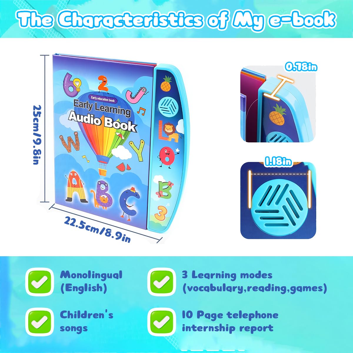 PATPAT Intelligent Book for Kids with 8 Themes and 20 Pages | Interactive Sound Learning Toy for Ages 2–5