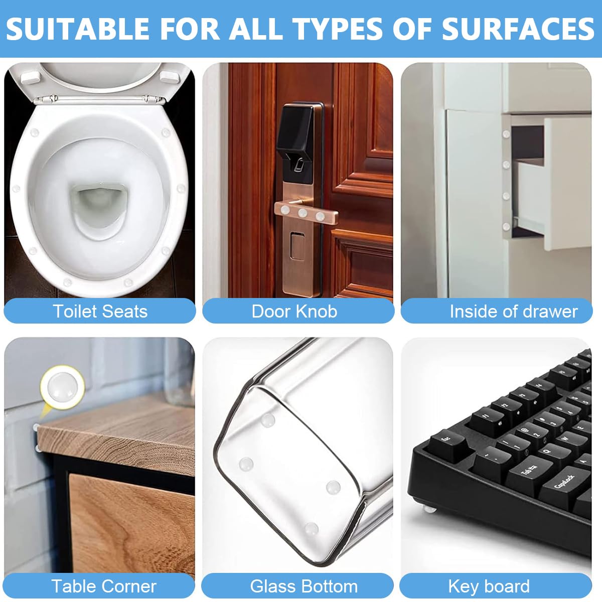 HASTHIP Adhesive Silicone Door Knob Bumper for Wall Protection featuring 165 pcs Clear Rubber Pads | Noise Reducing Home Furniture Shield