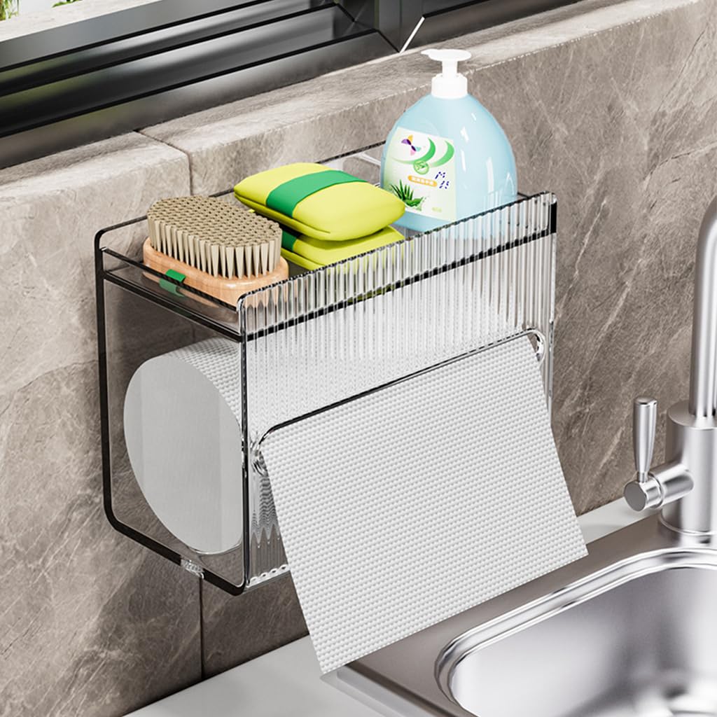 Supvox Wall Mount Toilet Paper Holder for Bathroom and Kitchen featuring Clear Acrylic Design