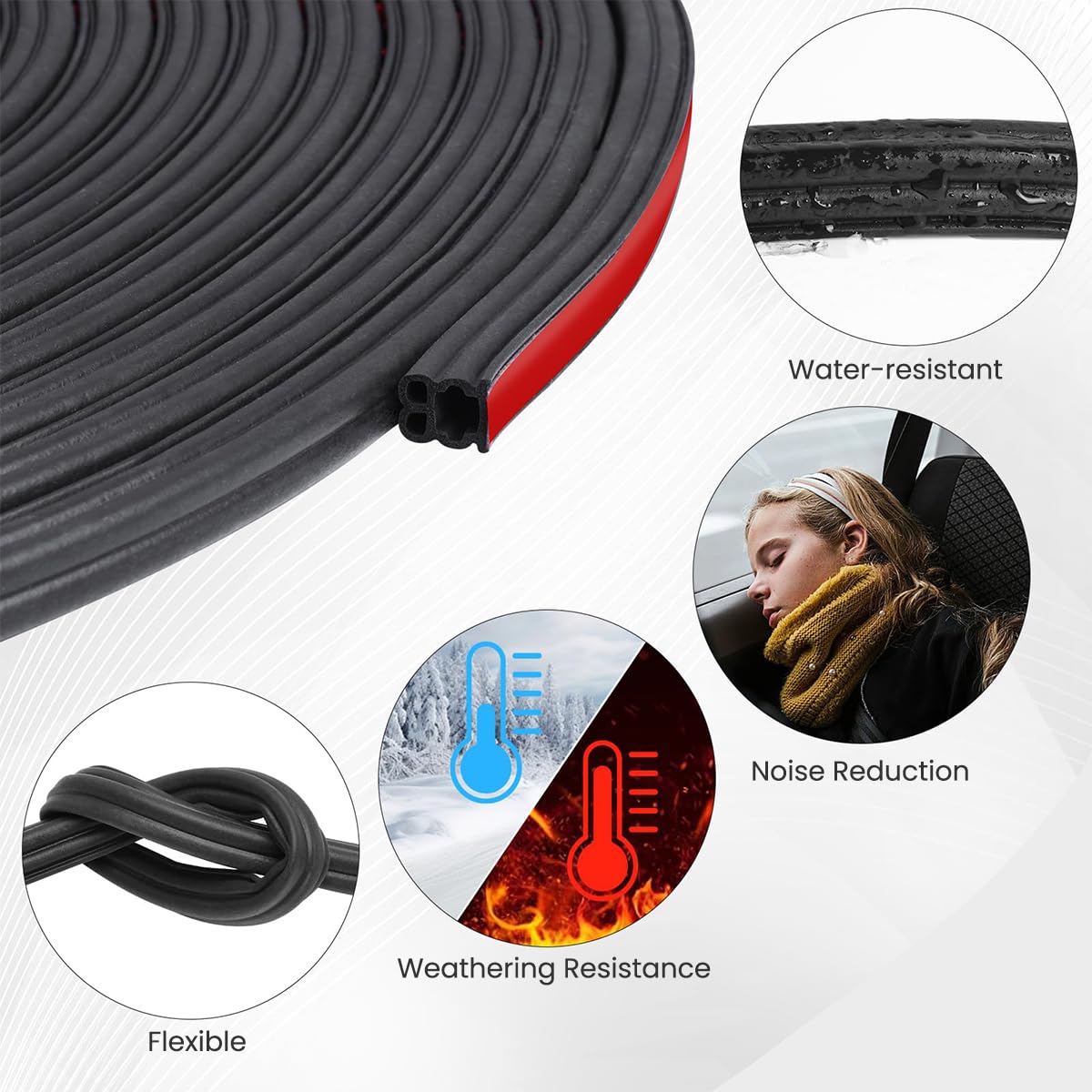STHIRA Car Door Seal Strip 52.5Ft for SUV Van Pickup with Dual Layer Cushioning Rubber | Soundproof Weather Stripping Trim