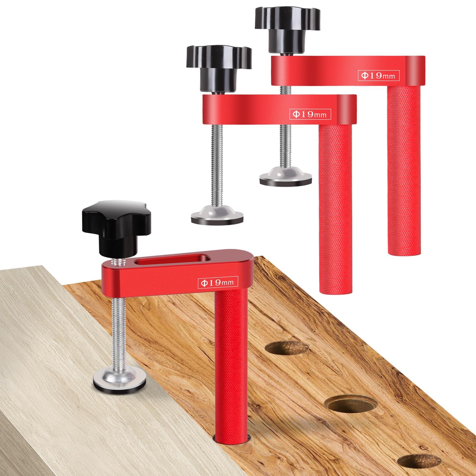 Serplex® 2PCS Bench dogs,Wood clamps for woodworking,From the JSZYO Renovation System,Adjustable Stainless Steel Woodworking Tool Clamps, Red