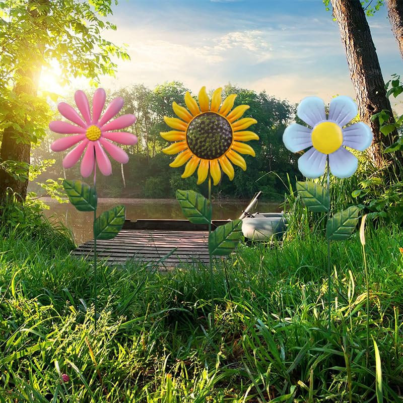 HASTHIP® 3PCS Metal Flowers for Outside