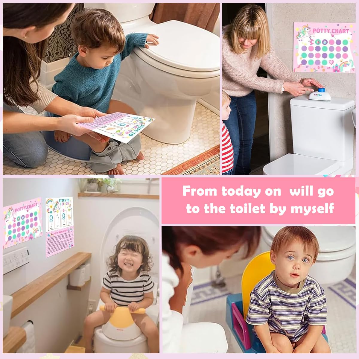 PATPAT Reward Chart for Kids Potty Training with 15Pcs Stickers featuring Unicorn Design | Encourages Toddler Independence