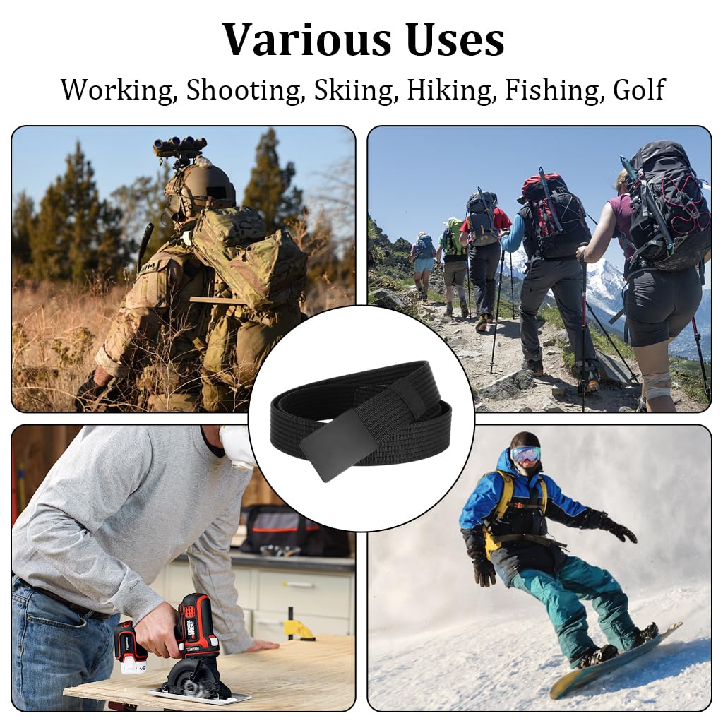 GUSTAVE Auto Lock Belt for Men with Quick Release Metal Buckle and 120 cm Adjustable Fit | Nylon Ratchet Style for Casual and Formal Wear