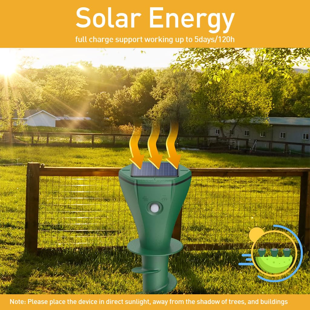 HASTHIP Ultrasonic Pest Repeller for Garden with Solar Power and 3 Frequency Modes | 2 Pcs Set