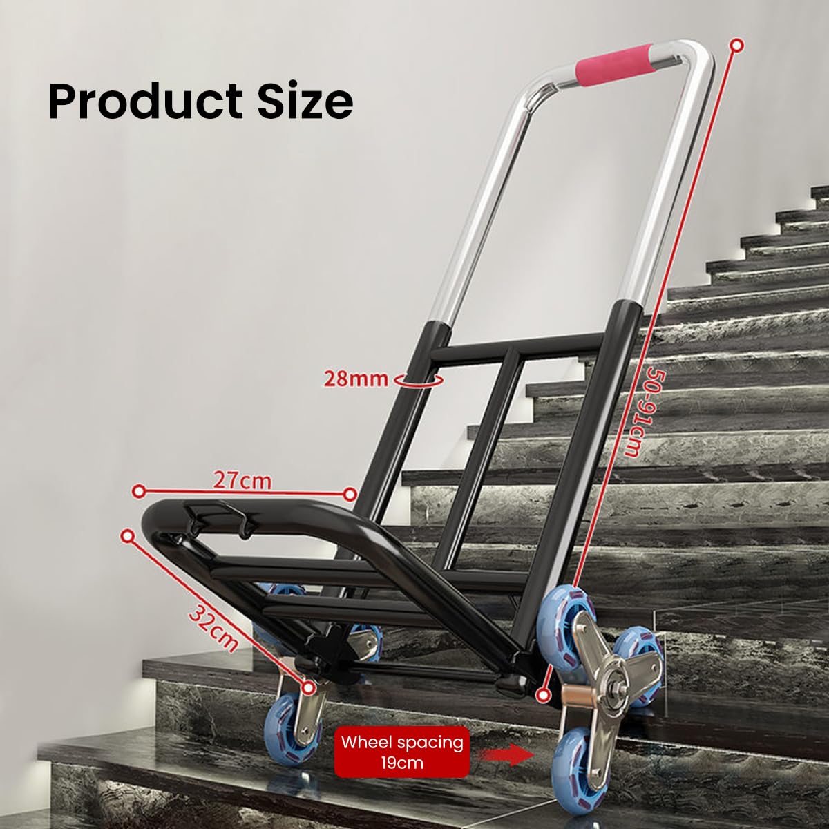 Serplex® Folding Cargo Trolley with Retractable Handle Heavy Duty 6-Wheel Metal Cargo Trolley 29.9-40.1 inches Adjustable Cargo Trolley Moving Cart Labor Saving Carrying Trolley