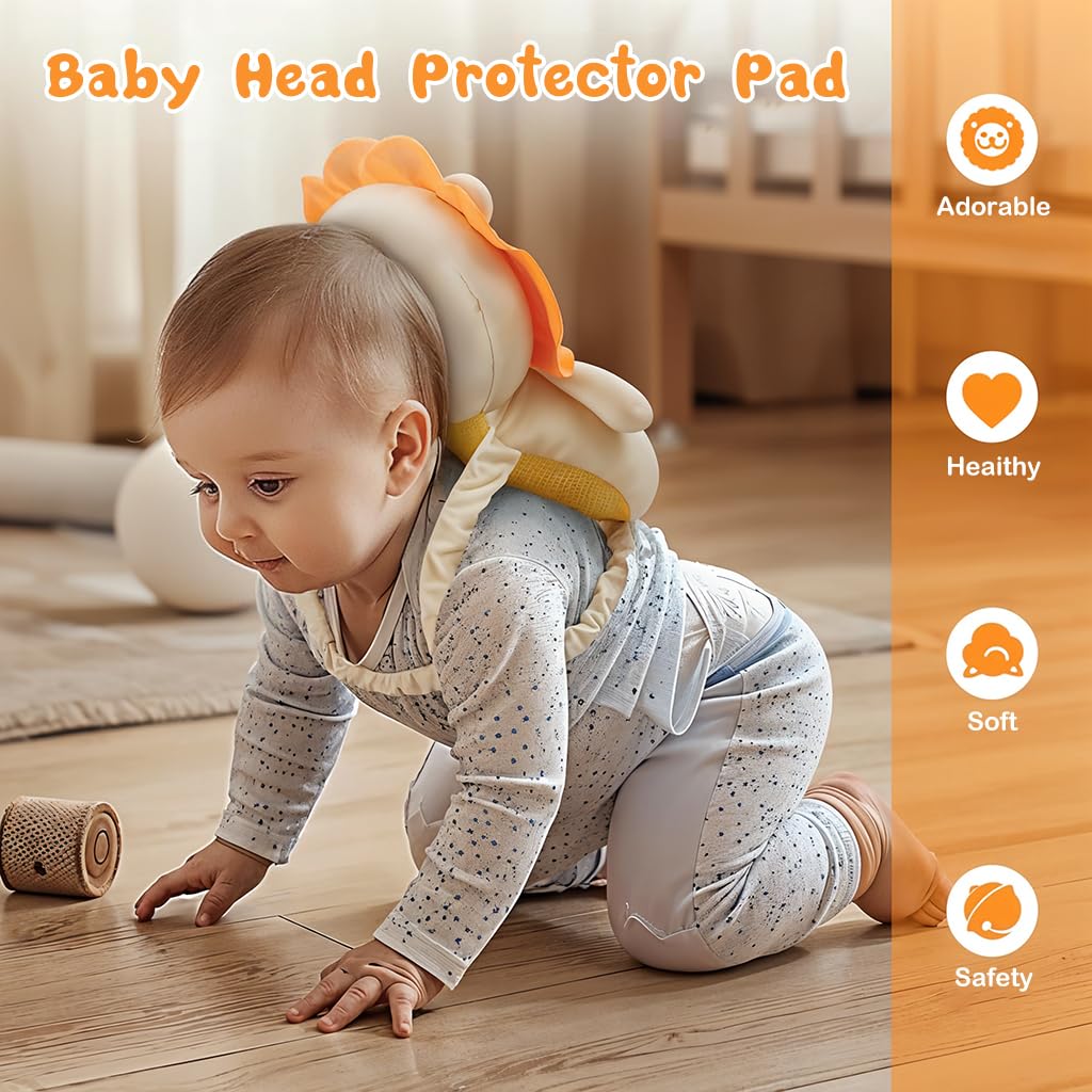 ZIBUYU Baby Head Protector for First Walking with Built in Squeeze Toy and Soft Cotton 20x30cm