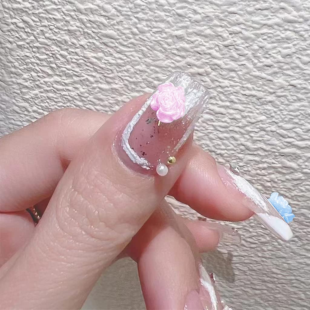 MAYCREATE 3D Flower Nail Art Stickers for DIY Nail Decoration with 12 Grid Resin Charms | 6 Colors
