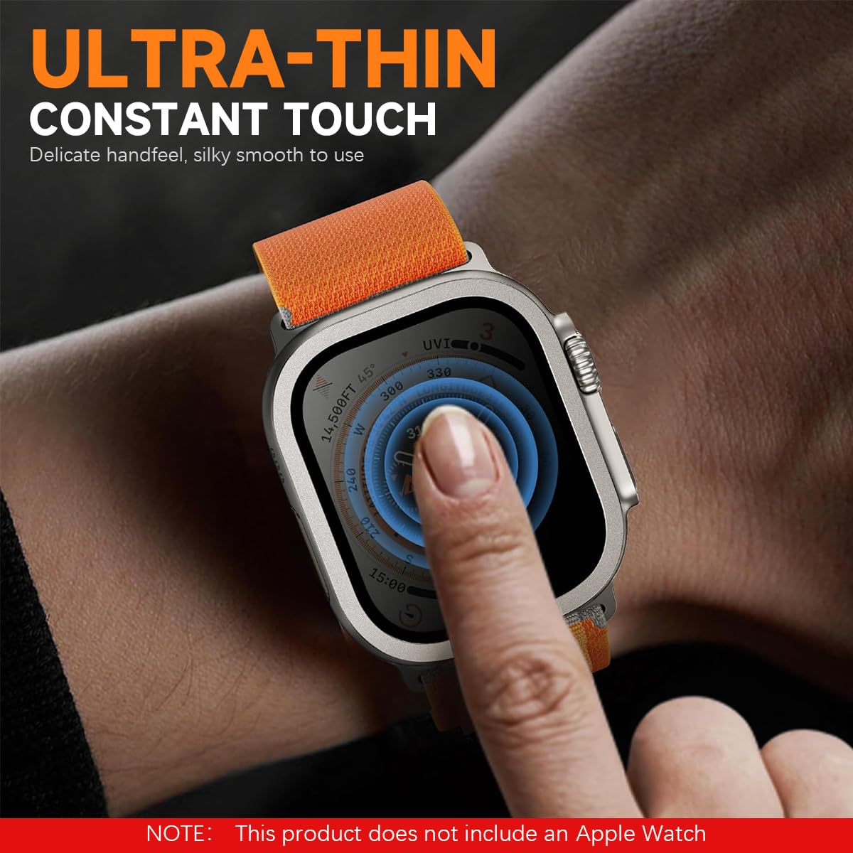 ZORBES Apple Watch Ultra Screen Protector 49mm with Titanium Alloy Frame | 9H Privacy Tempered Glass 2 Pack