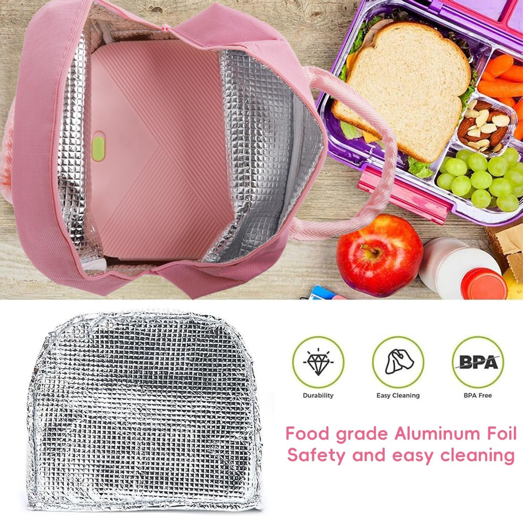Zibuyu Nylon Lunch Bag for Kids and Girls featuring 3D Unicorn Design 23x14x19 cm | Insulated Foil Storage