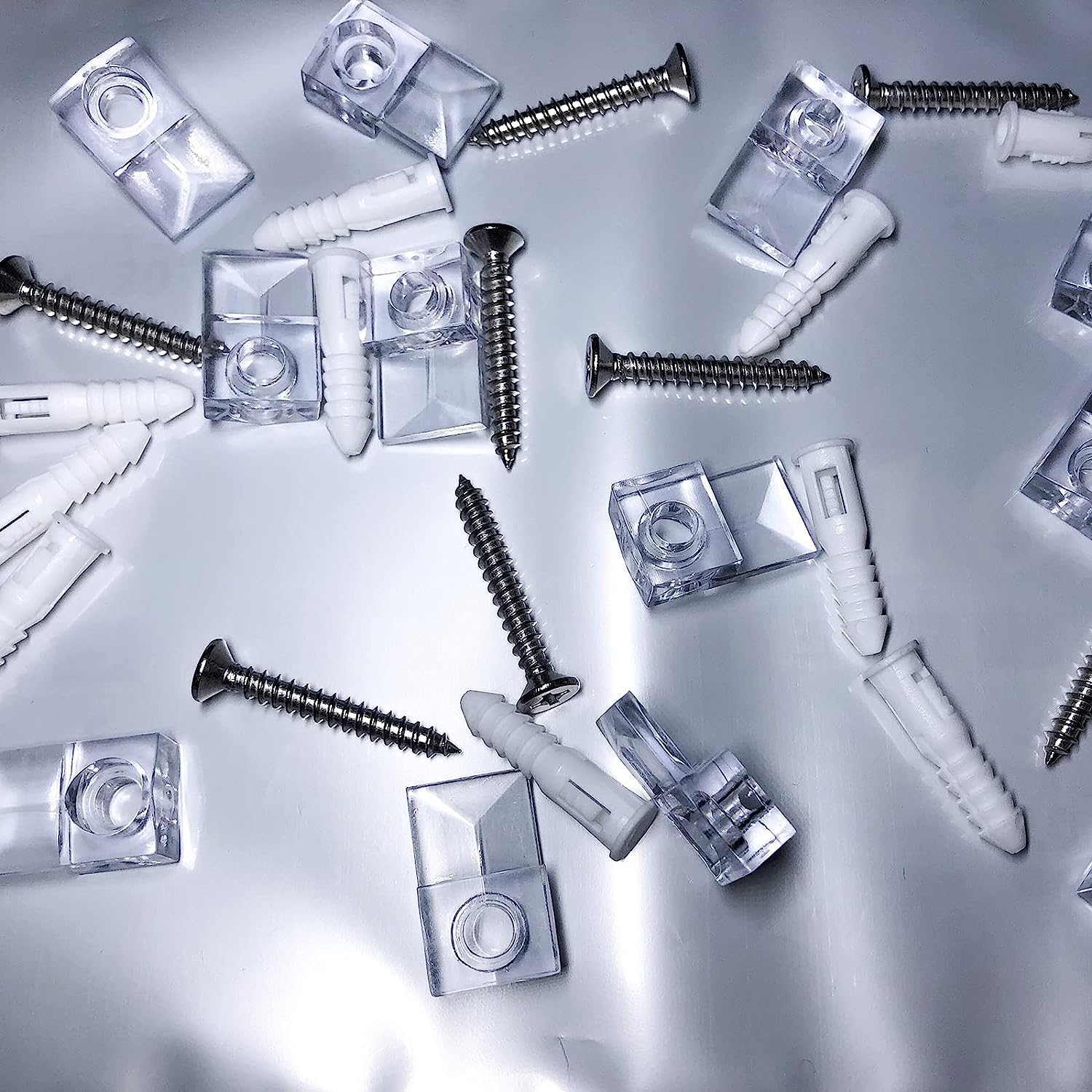 HASTHIP Mirror Holder Clips Kit for Wall Mounting with Screw Fixed Design Clear Plastic 20 Pack