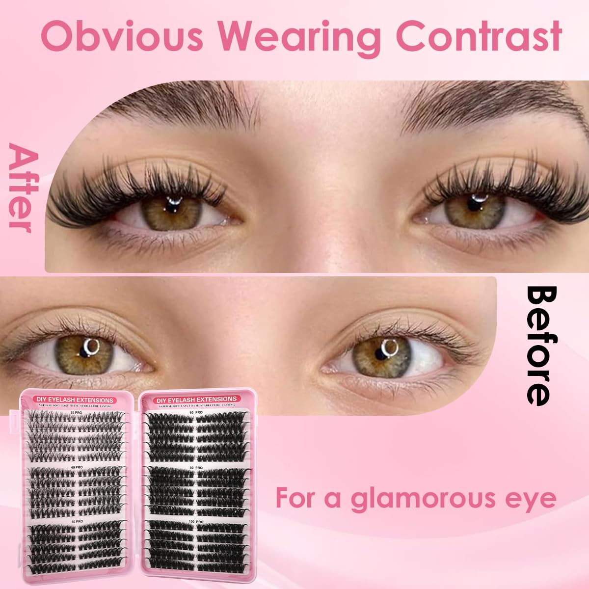 MAYCREATE Lash Clusters for DIY Extensions with 540PCS D Curl Set featuring Ultra Thin Band | Natural Wispy Volume