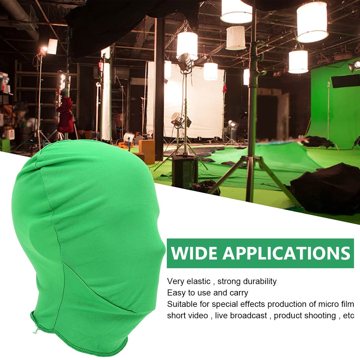 Verilux® Green Screen Photography Props Green Headcover and Long Sleeve Gloves Chroma Key Special Effects Background Chroma Keying Green Gloves and Head Cover for Digital Image and Video Editing