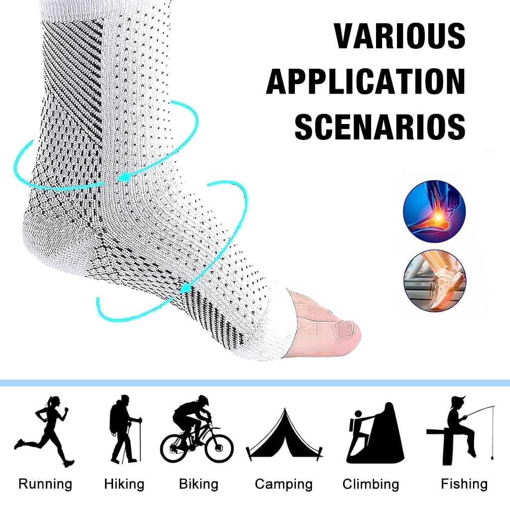 ZIBUYU® 2 Pairs Ankle Support Socks Sports Anti-slip Ankle Compression Socks Pain Relief Fasciitis Compression Socks Elastic Ankle Compression Socks for Fitness, Running, Basketball, 10.2 x 3.3 inche