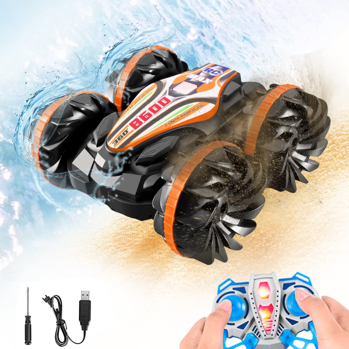 PATPAT Remote Control Car for Kids featuring 360° Rotatable 4x4 Design and Waterproof Stunt Action | 2.4GHz Rechargeable Racing Toy