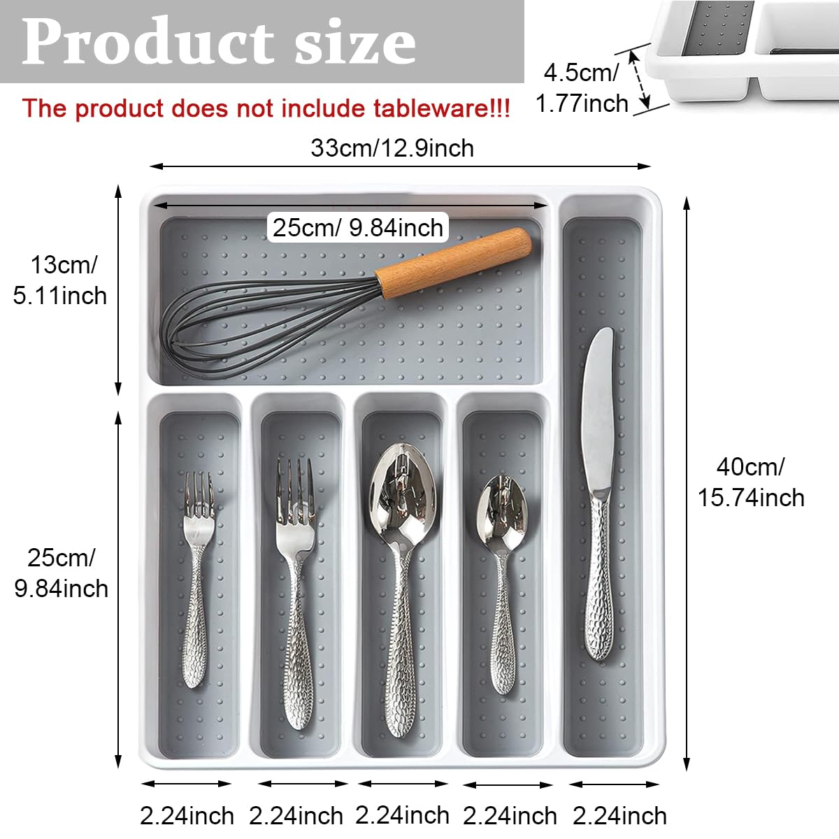 Supvox Cutlery Tray for Kitchen Drawer with 6 Compartments 15.7×11.2 in BPA Free PP Organizer