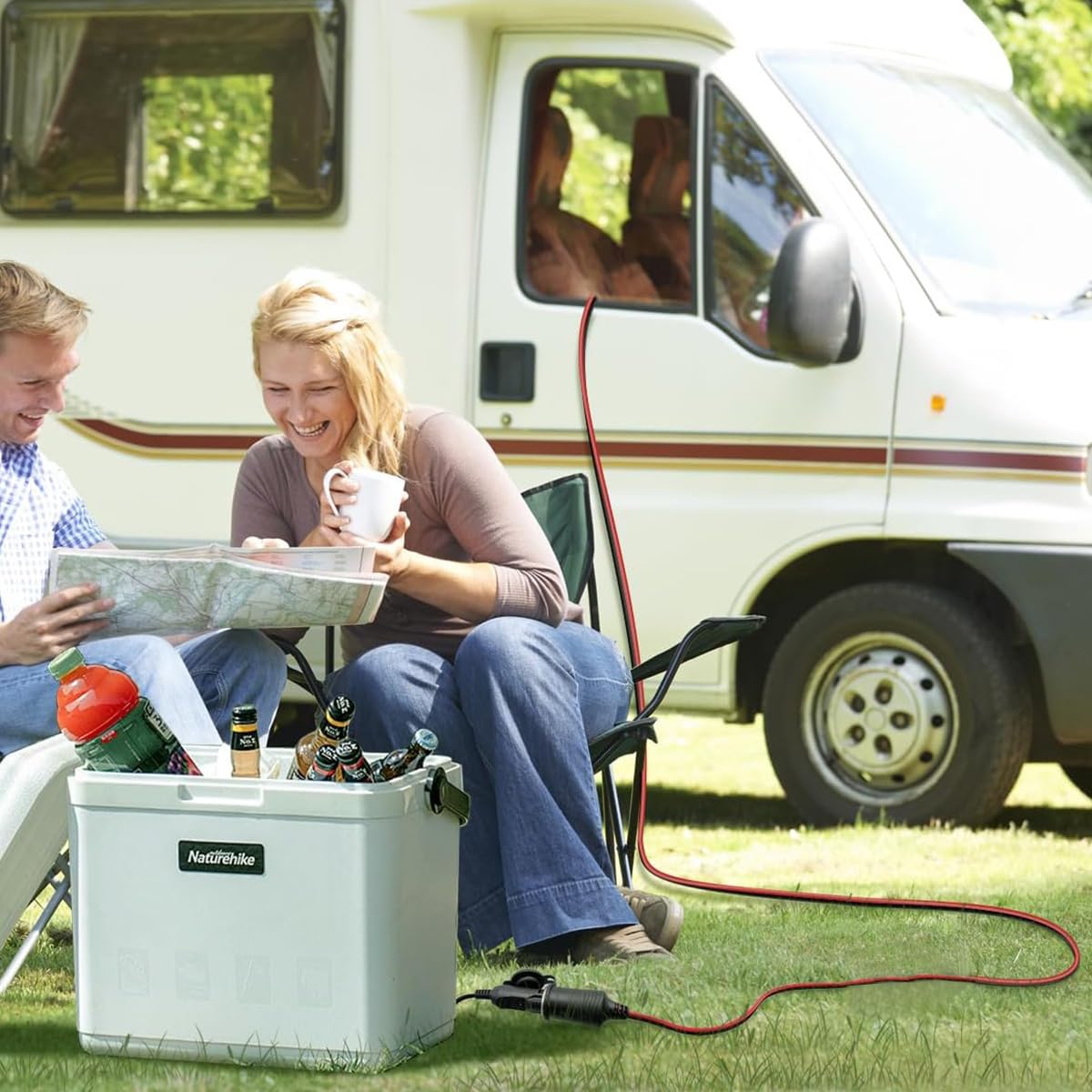 STHIRA Car Cigarette Lighter Cable 4M for 12V 24V Vehicles with LED Indicator & Dust Cap | Black