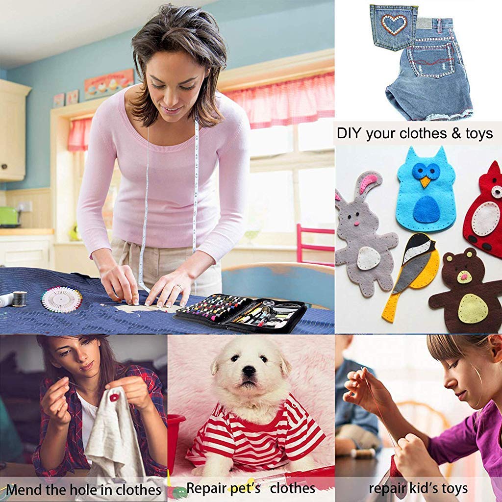 HASTHIP Sewing Kit for Travel and Emergency Repairs with 183 pcs Accessories | Portable PU Leather Case