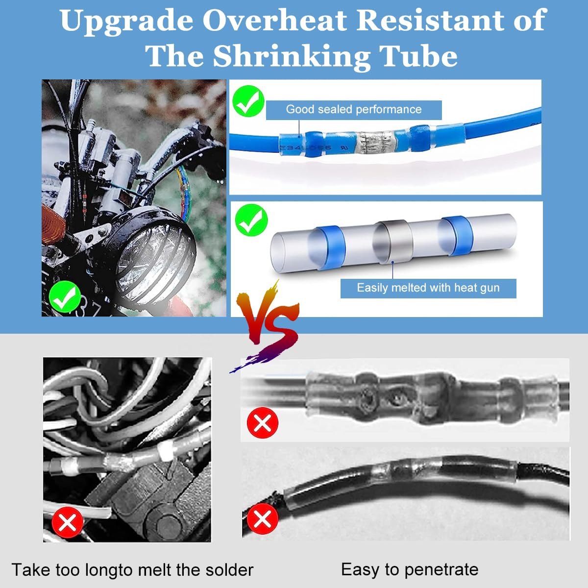Serplex® 160Pcs Solder Seal Wire Connectors Kit Heat Shrink Solder Wire Connectors Solder Sleeve Waterproof Insulated Electrical Connectors Butt Splice for Marine Automotive Trailer RV Boat Truck