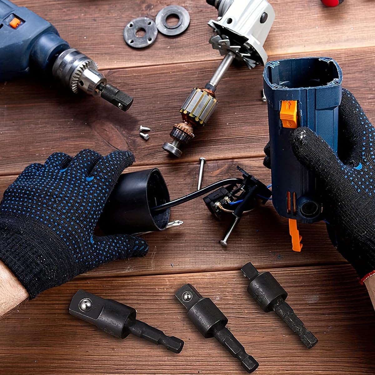 Serplex Socket Adapter Set for Power Drill 3 Sizes featuring 360° Flexible Joint | CR-V Steel