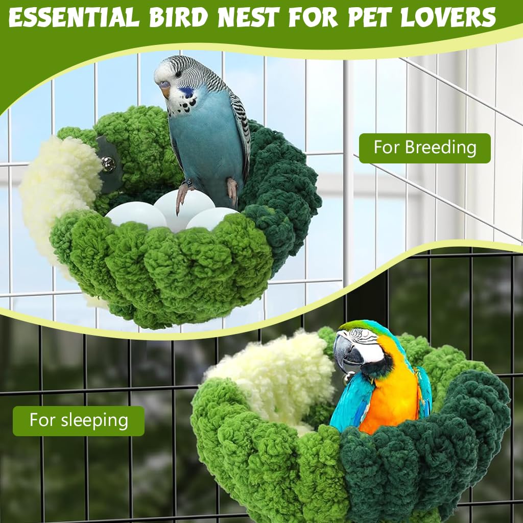 Qpets Bird Nest for Cage with Screw Mounted Design and Soft Plush Material | 17.5×8.5 cm Small Parrot Bed