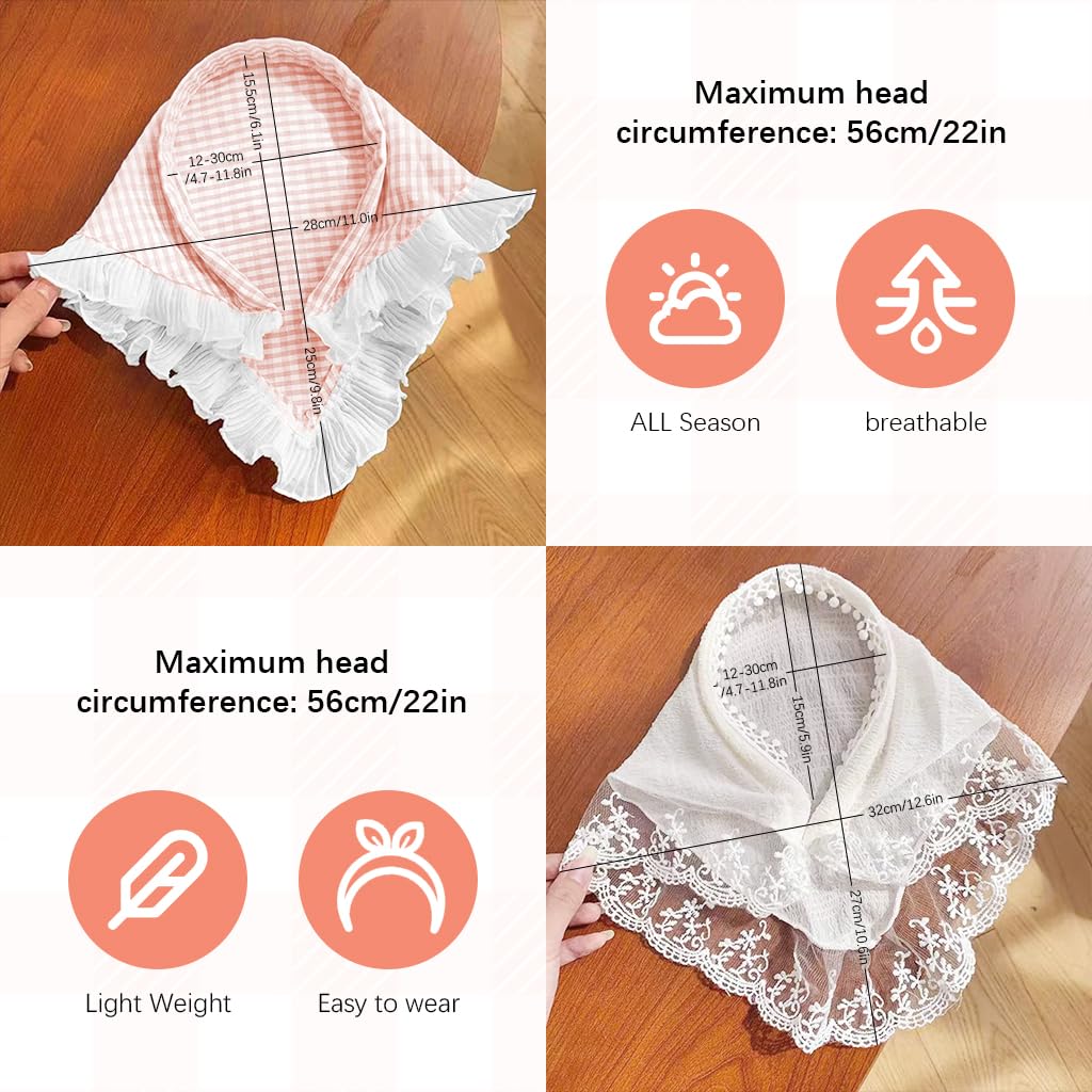 MAYCREATE Hair Band for Women with Soft Lace and Plaid Bow Designs | 6PCS Boho Headwrap Set