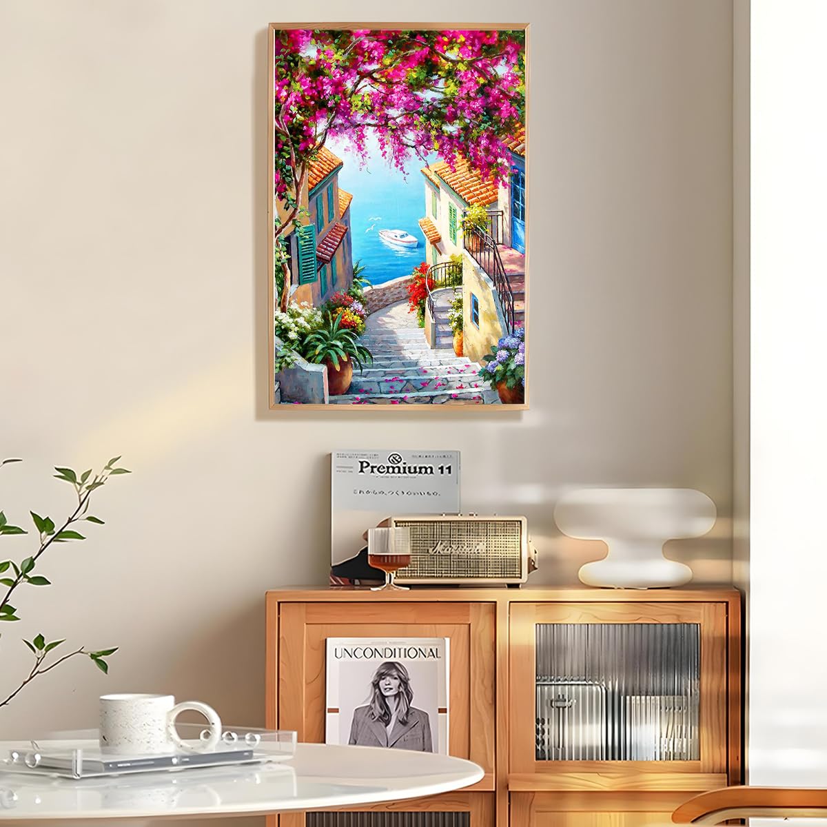 HASTHIP Paint by Numbers Art Kit for Home Décor featuring Mediterranean Scene 16x20 inches