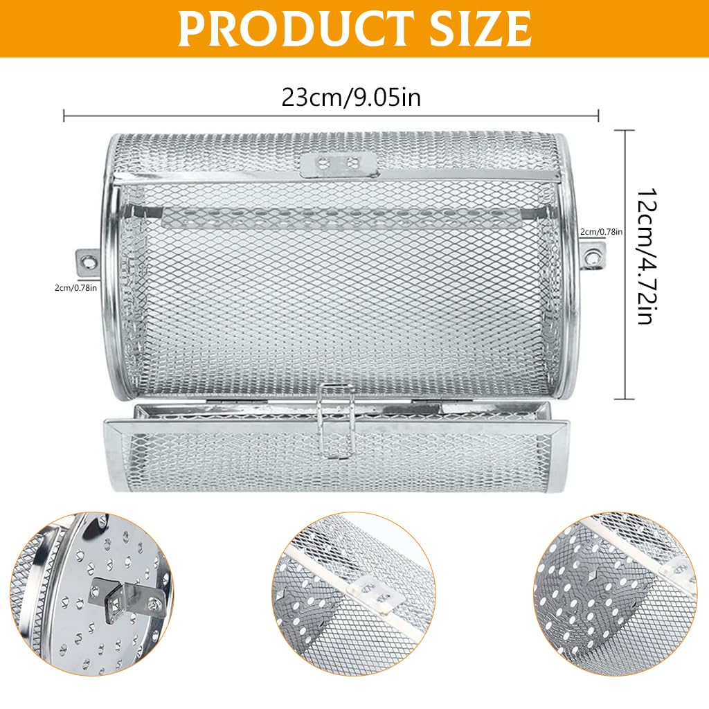 Supvox Stainless Steel Rotisserie Basket for Oven Grilling with Locking Clasp 23cm x12cm | Rotating Mesh Design for Even Cooking