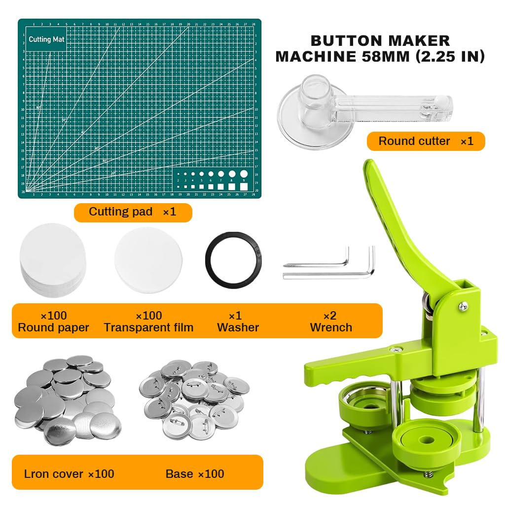 HASTHIP Badge Making Machine 58mm for DIY Crafts with Circle Cutter & 100Pcs Kit | Ideal for Beginners