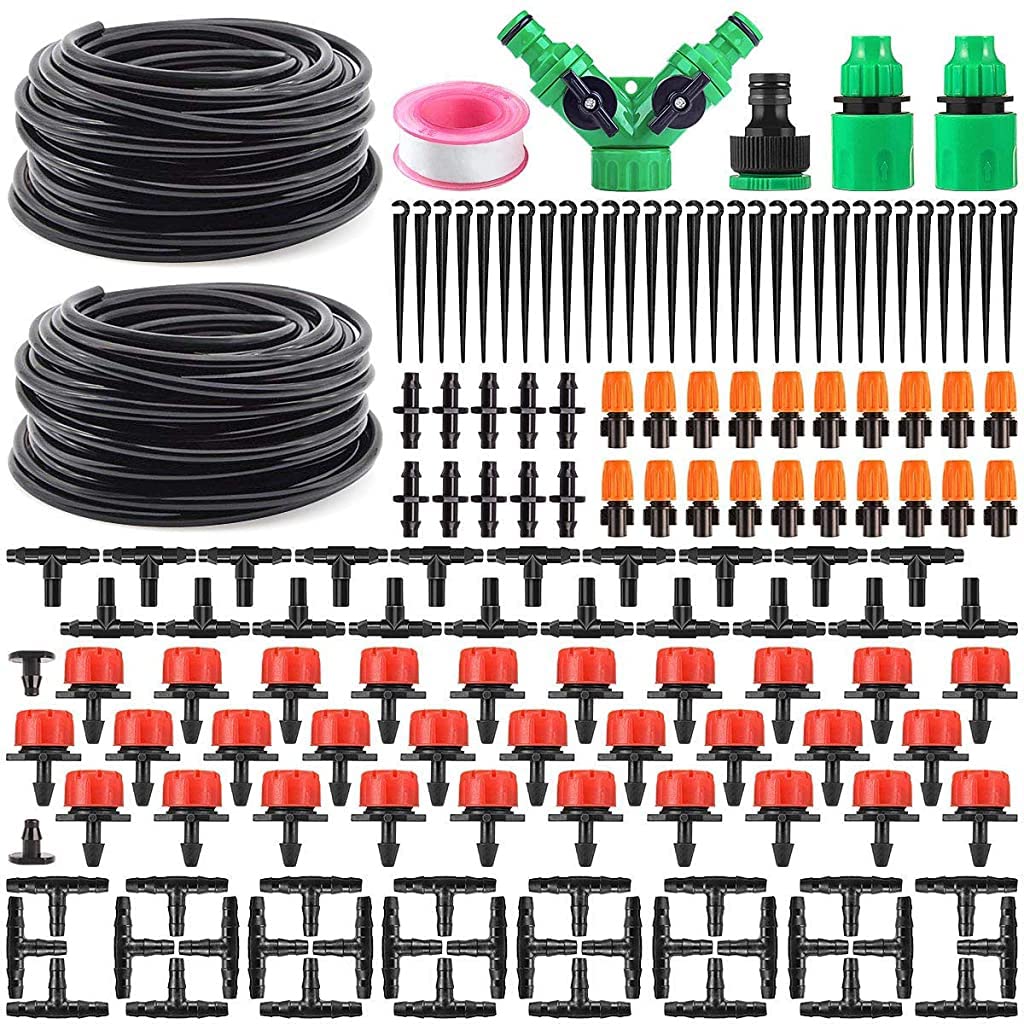 HASTHIP® Drip Irrigation Kit for Home Garden 30 Plants with 30m Adjustable Micro DIY Irrigation Kit, Heavy Duty Drip Irrigation Accessories For 30 Pot with Install Kit