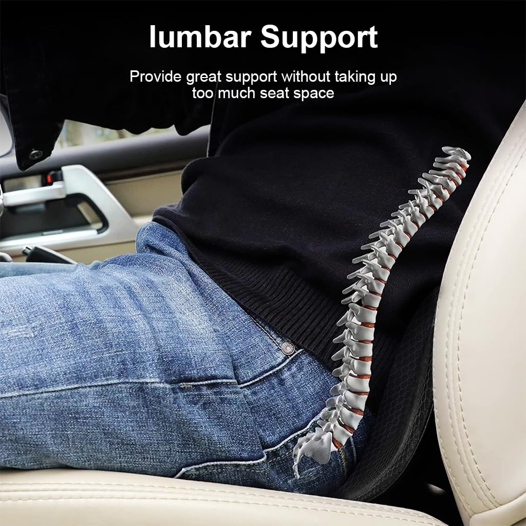 STHIRA® Car Seat Cushions, Memory Foam Car Seat Back Support Cushion, Breathable Lumbar Support Car Cushions Pillows, Seat Cushion for Car Driving Seat Relief Lower Back Pain Car Interior Accessory