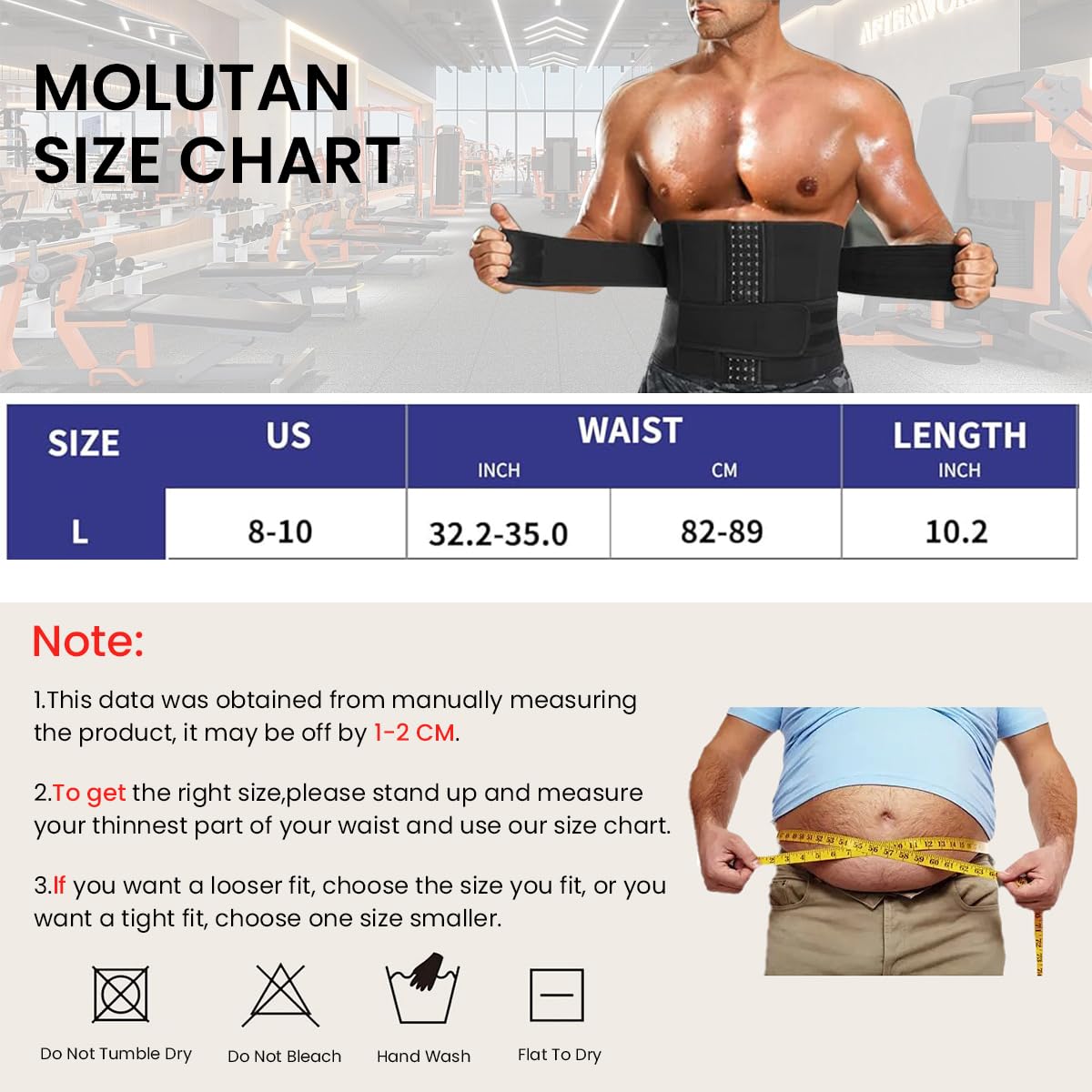 Proberos Fitness Compression Waist Band for Running and Weightlifting with 6 Row Adjustable Buckle 30cm Neoprene Support