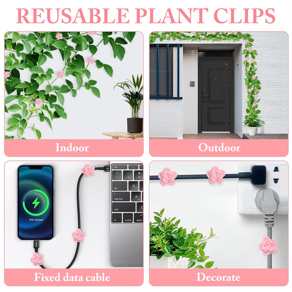 HASTHIP Plant Branch Bender Clips for Orchid and Money Plant 10 Pcs with Self Adhesive | Reusable Plastic Flower Shaped Training Clips