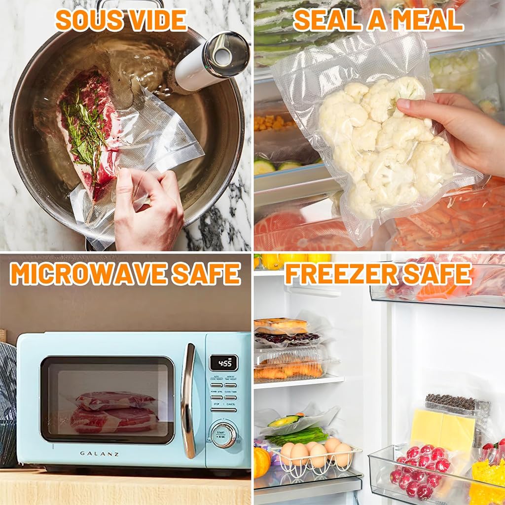 HASTHIP Vacuum Sealer Bags for Sous Vide and Freezer Use featuring 100 pcs 5.9 x 7.8 in PE PET Food Safe Material