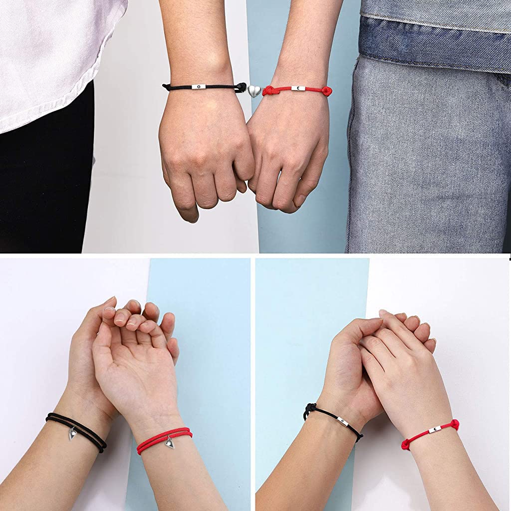 ZIBUYU Couples Bracelets for Lovers Friends Girls Boys Romantic Magnetic Beautiful Design Bracelets for Girlfriend and Boyfriend Friendship Bracelet - 2 Pcs