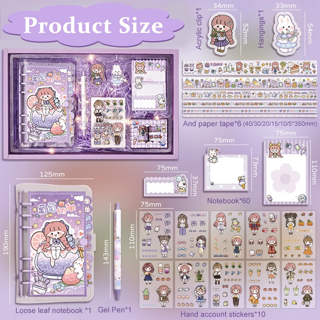 HASTHIP Paper Journal Kit for Scrapbooking with A6 Notebook 5 Washi Tapes and Carving Cutter